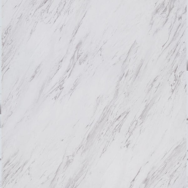 TrafficMaster Carrara Marble 4 MIL 12 in. W x 24 in. L Peel and Stick Waterproof Vinyl Tile Flooring (20 sqft/case)