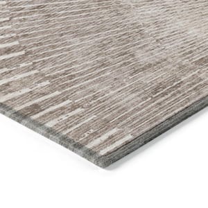 Taupe and Ivory 3 ft. x 5 ft. Woven Abstract Rectangle Indoor/Outdoor Area Rug