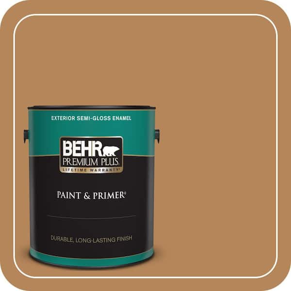 BEHR PREMIUM PLUS 1 gal. #S270-6 Almond Brittle Semi-Gloss Enamel Exterior Paint & Primer