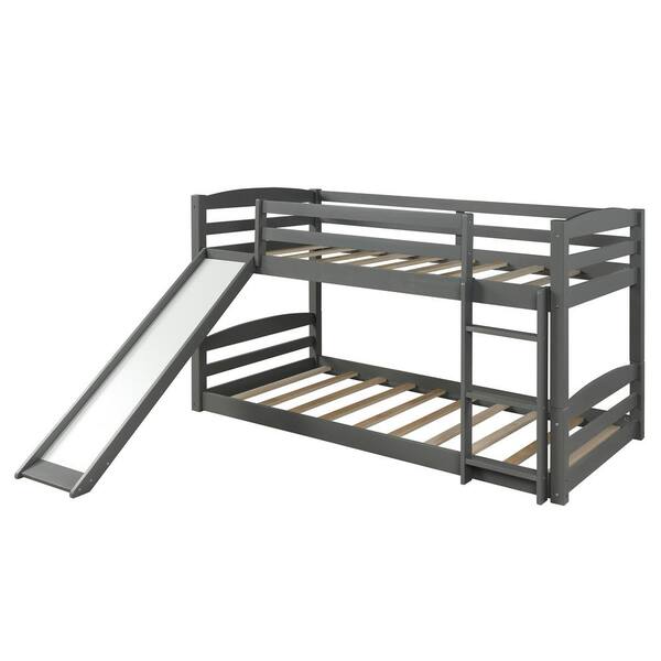 Eer Gray Twin Over Low Bunk Bed, Mainstays Twin Convertible Metal Bunk Bed Assembly Instructions