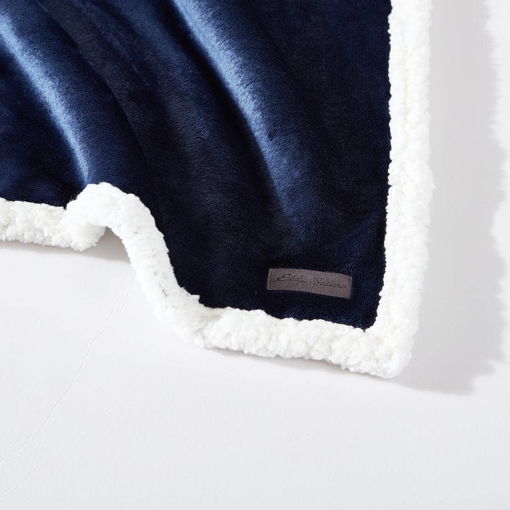 Twin Blue Plush Fleece Sherpa Reversible Blanket