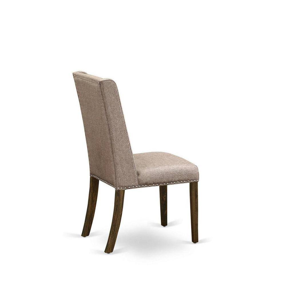 Linen White and Distressed Jacobean 5-Piece Dining Set with Dark Khaki Chairs