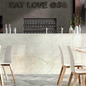 Classic 2.0 Rectangle 12 in. x 24 in. Polished Bianco Carrara Porcelain Floor Tile (15.75 sq. ft./Case)