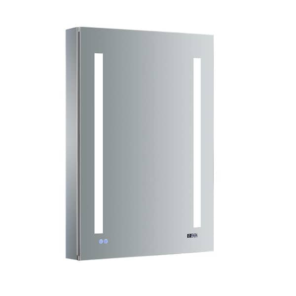 Fresca Tiempo 24 in. W x 36 in. H Recessed or Surface Mount Medicine Cabinet with LED Lighting, Mirror Defogger and Right Hinge