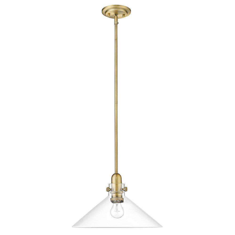 Dwyer Antique Brass and Polished Nickel 15'' Cone Pendant Light
