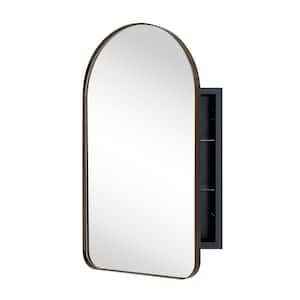 Aristes 16 in. W x 28.3 in. H Arched Metal Framed Recessed Medicine Cabinet with Mirror for bathroom in Bronze