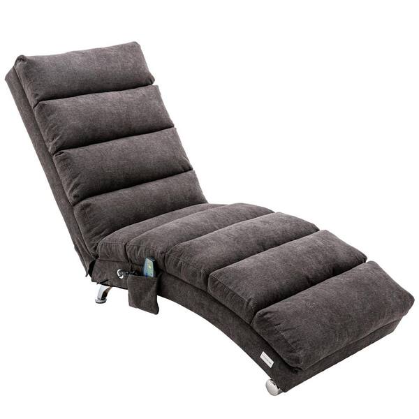 ATHMILE Dark Gray Linen Chaise Lounge Chairs Set of 1