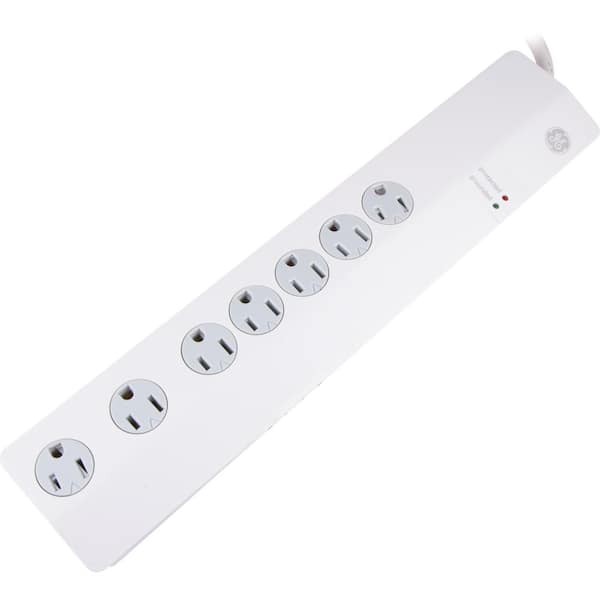 GE 3 ft. 7-Outlet Surge Protector Power Strip, White