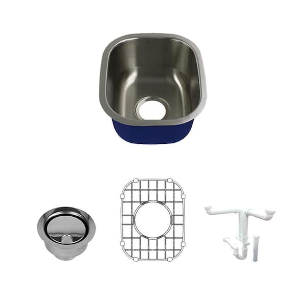 Transolid Meridian All-In-One Undermount Stainless Steel 15 in. Single Bowl Kitchen Sink in Brushed Stainless Steel