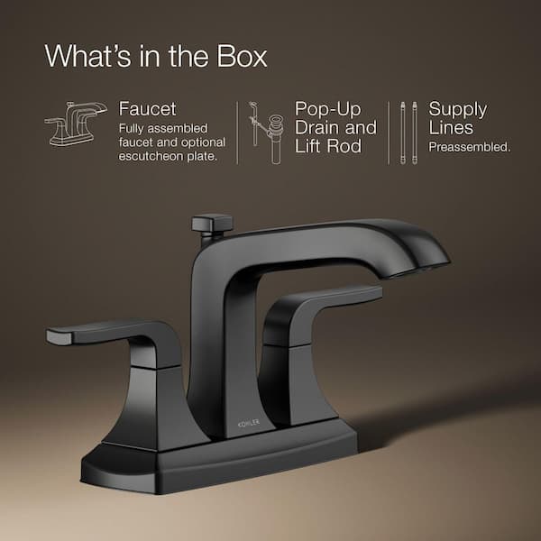 KOHLER Rubicon 4 in. Centerset 2-Handle Bathroom Faucet in Matte