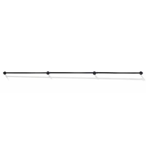 143 in. x 3 in. Black Iron Handrail Grab Bar Kit Wall Mounted Pipe StairHandrail