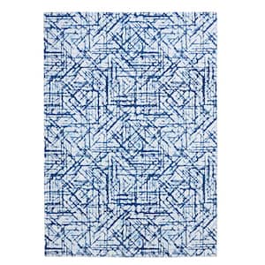 Lance Faux Rabbit Bleu & White 8x10 Area rug