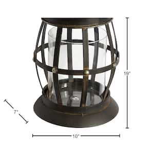 19 in. Brown Metal Suspended Pillar Lantern Wall Sconce