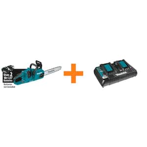 14 in. 18-Volt X2 (36-Volt) LXT Lithium-Ion Brushless Battery Chain Saw with Bonus 18V Dual Port Rapid Optimum Charger