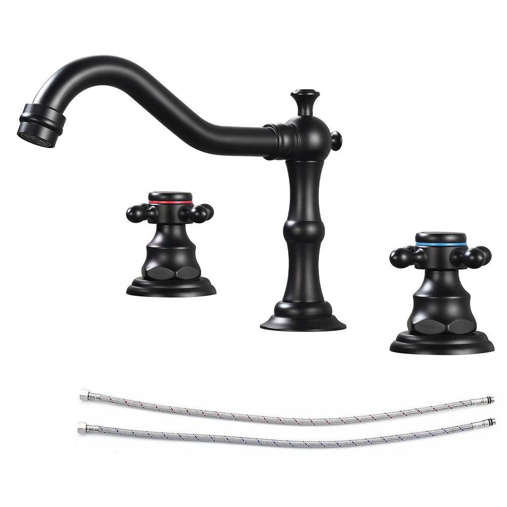 Double Handles 8 in. Widespread Bathroom Faucet 3-Hole Waterfall Bathroom S