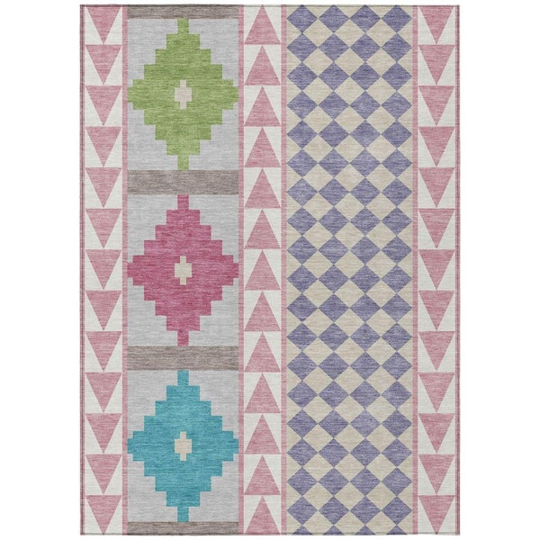 Chantille Machine Washable Indoor/Outdoor Abstract ACN2522 Pink 3 ft. x 4 ft. Area Rug
