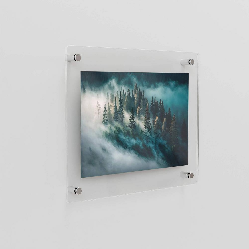 23" x 33" Clear Acrylic Floating Frame with Chrome Wall Mounts