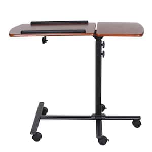 31 in. Rectangular Cherry/Black Laptop Desk with Adjustable Height Feature
