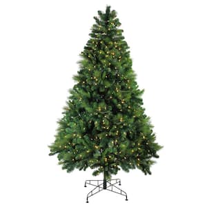 90 in. Pre-Lit Sequoia Mixed Pine Artificial Christmas Tree with Warm White LED Lights