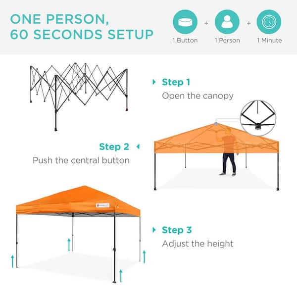 Best Choice Products 12 ft. x 12 ft. Orange Easy Setup Pop