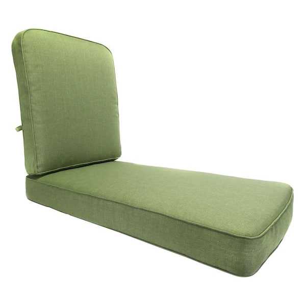 Hampton Bay Clairborne Solid Green Replacement Outdoor Chaise Cushion
