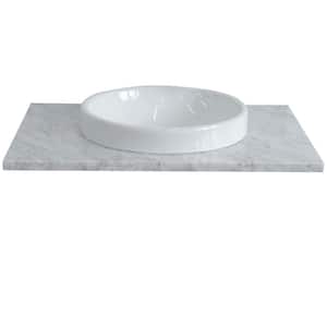 Ragusa III 31 in. W x 22 in. D Marble Single Basin Vanity Top in White with White Round Basin