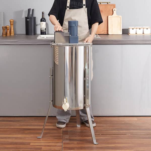 Electric Honey Extractor 2/4 Frame Stainless Steel Beekeeping Extraction with Transparent Lid Honeycomb Drum Spinner