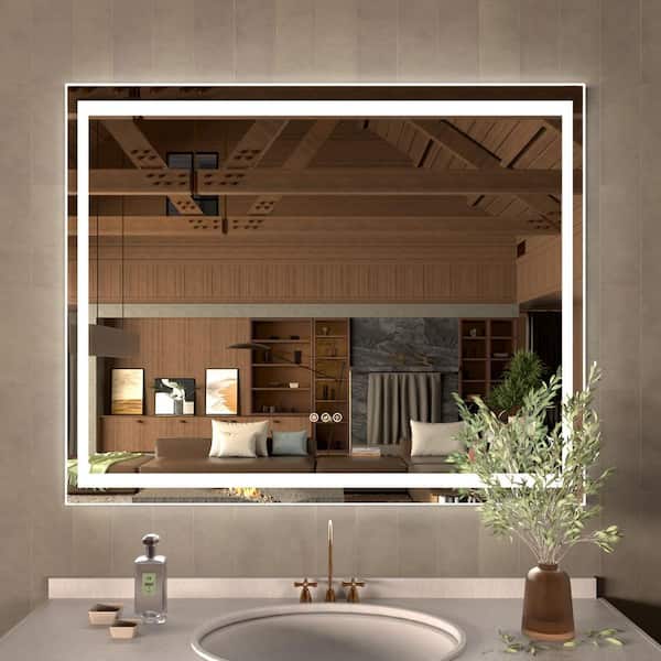 42 in. W x 36 in. H Rectangular Frameless LED Wall Bathroom Vanity Mirror