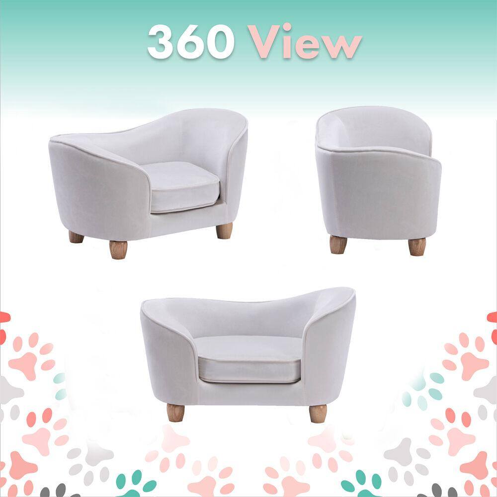 Cream Faux-Velvet Elevated Pet Sofa for Small Pets