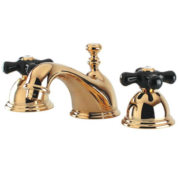Kingston Brass Duchess 8 in. Widespread 2-Handle Bathroom Faucets with Brass Pop-Up in Polished Brass