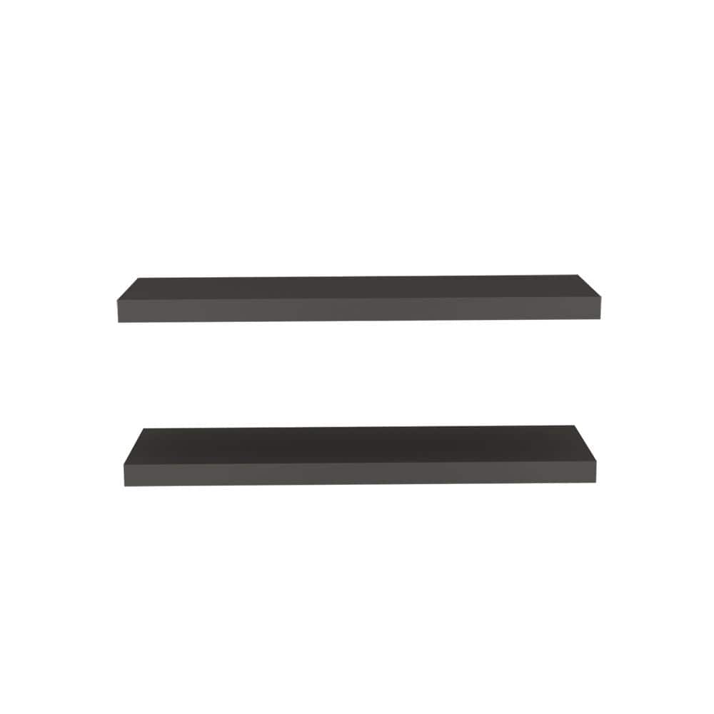 31.5 in. W x 9.8 in. D Matte Gray Wood Floating Decorative Wall Shelf with 
