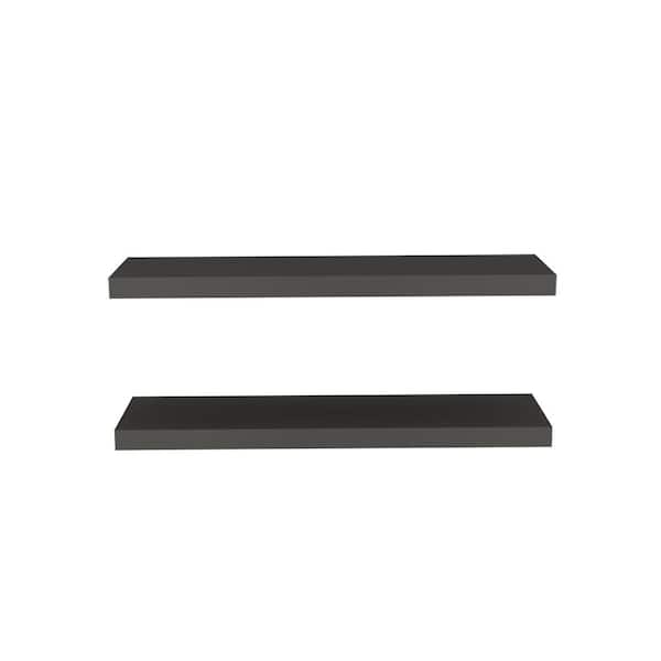 Unbranded 31.5 in. W x 9.8 in. D Matte Gray Wood Floating Decorative Wall Shelf with 2-Shelves for Bedroom and Living Room