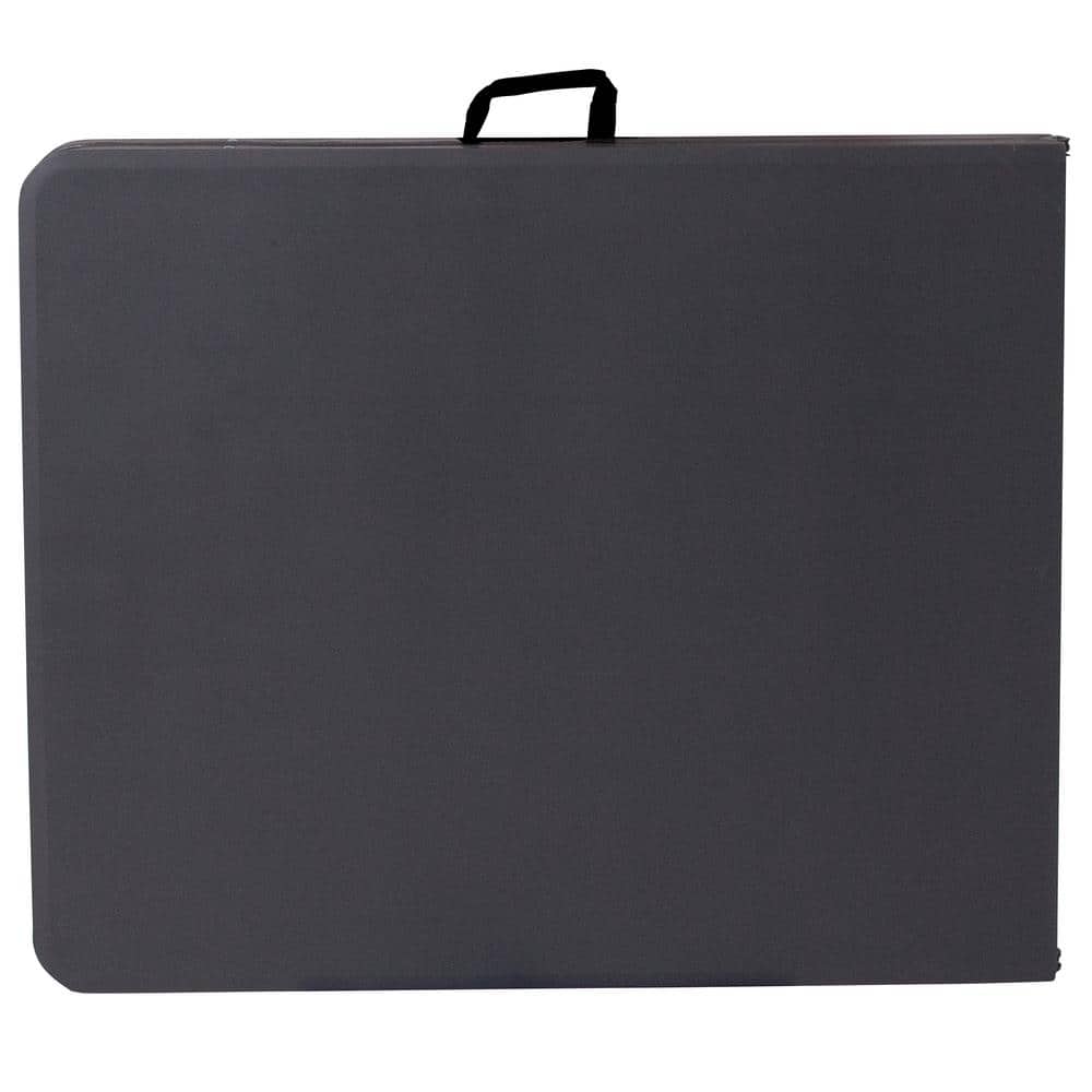 Dark Gray 6 ft. Rectangular Plastic Folding Banquet Table with Metal Frame