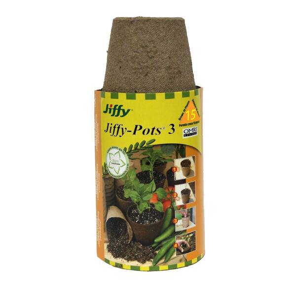 Jiffy 3 in. Round Peat Pots (15-Pack)