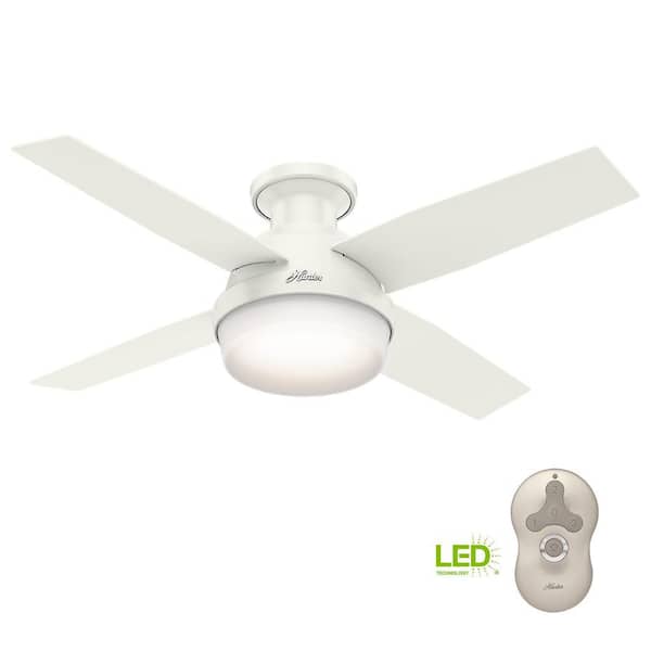 Hunter Dempsey 44 In Low Profile Led Indoor Fresh White Ceiling Fan With Universal Remote 59244 The Home Depot - Hunter Kensie Ceiling Fan Installation Instructions