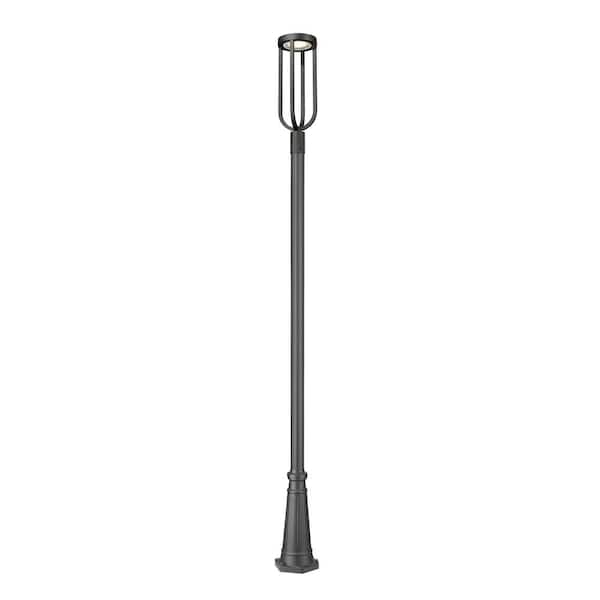 Unbranded Leland 117.75 in. 1-Light Sand Black Aluminum Hardwired Outdoor Weather Resistant Post Mounted Light with Integrated LED