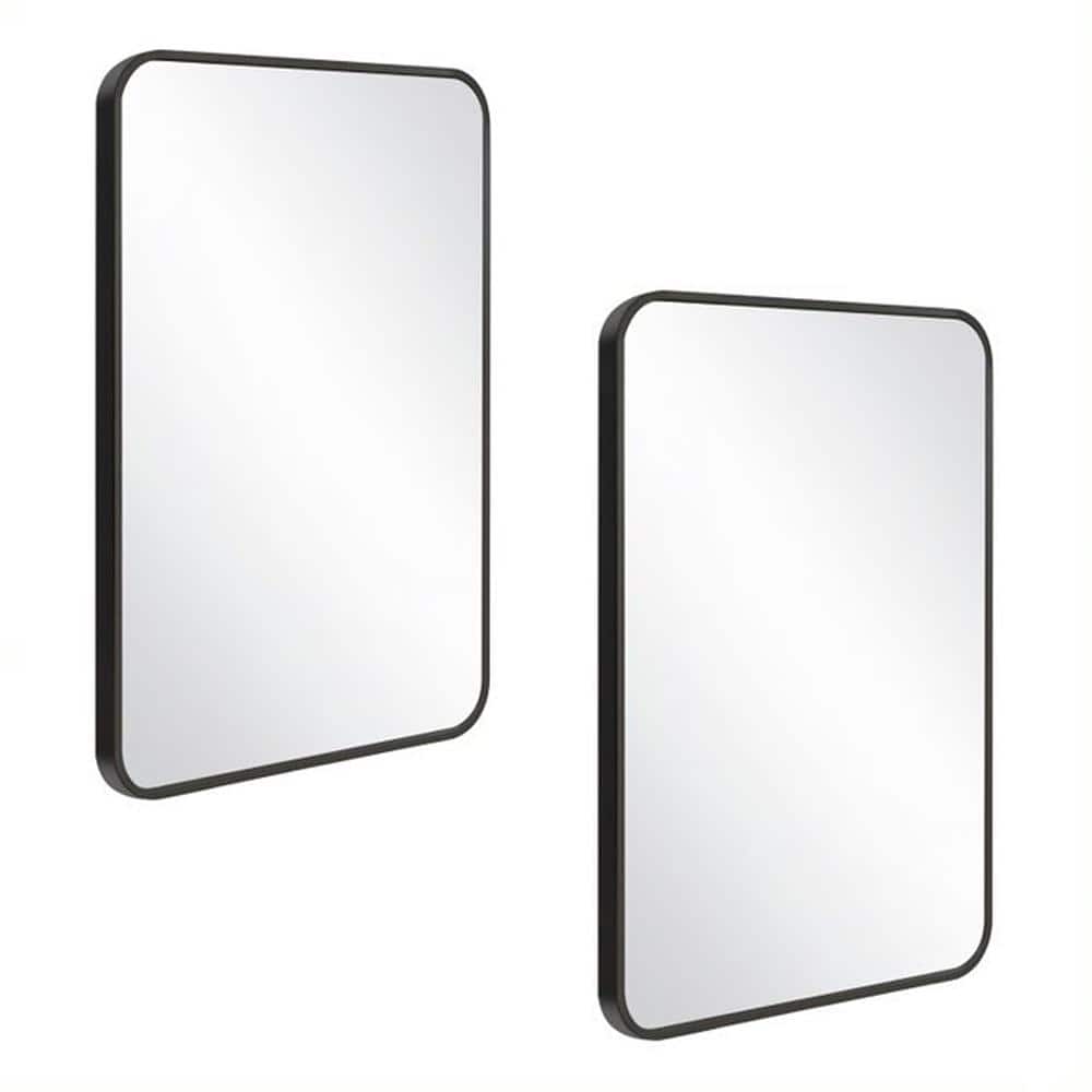 Isla Black Metal Frame 24 in. W x 36 in. H Rectangular Wall Mirror (2-Pack)