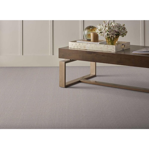 Upland Heights Pebblestone Gray 13.2 ft. 34 oz. Wool Pattern Installed Carpet
