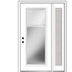 51 in. x 81.75 in. Internal Blinds Right Hand Inswing Full-Lite Primed Steel Prehung Front Door with One Sidelite