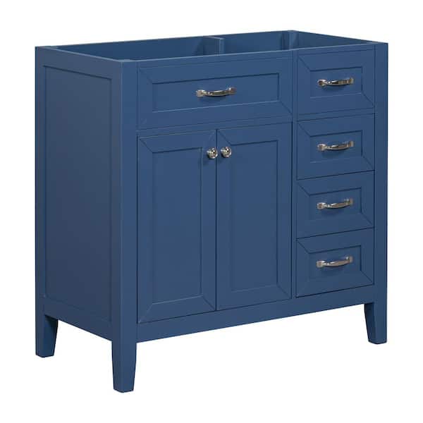 Unbranded Hot Sale 35.5 in. W x 17.7 in D x 35 in H Bath Vanity Cabinet without Top in Blue Ready to Assemble with DoorsandDrawer