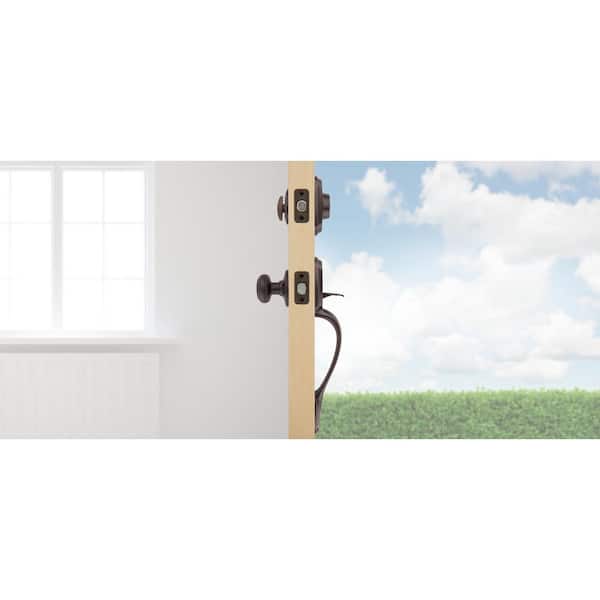 Belleview and Cove Venetian Bronze Entry Door Knob Handleset and Single Cylinder Deadbolt feat. SmartKey and Microban