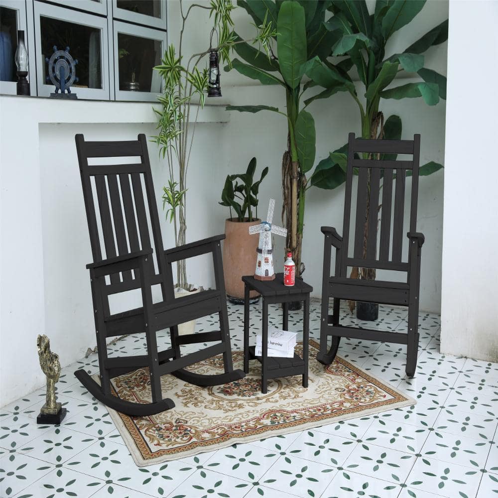 25.9 in. W Gray HDPE Rocking Chair Set with Side Table, 3-Piece price history on PriceWatchPro