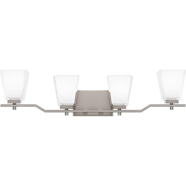 Myra 30.75 in. 4-Light Brushed Nickel Vanity Light with Clear Glass