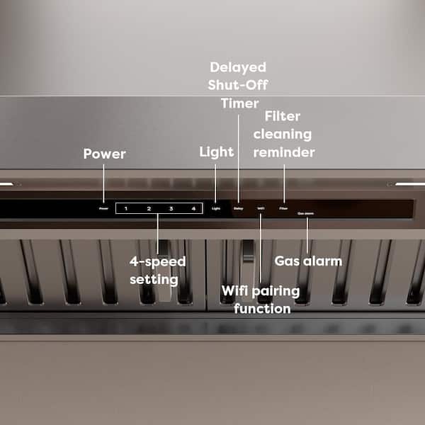 36 in. Convertible Vent Wall Mounted Range Hood in Stainless Steel with Smart Control and 4-Speed Levels