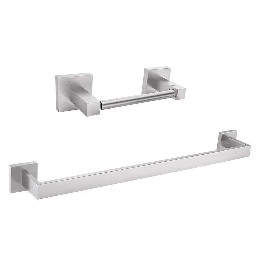 2-Piece Bath Hardware Set Wall Mounted Bathroom Accessories Set with Toilet Paper Holder and Towel Bar in Brushed Nickel price history on PriceWatchPro