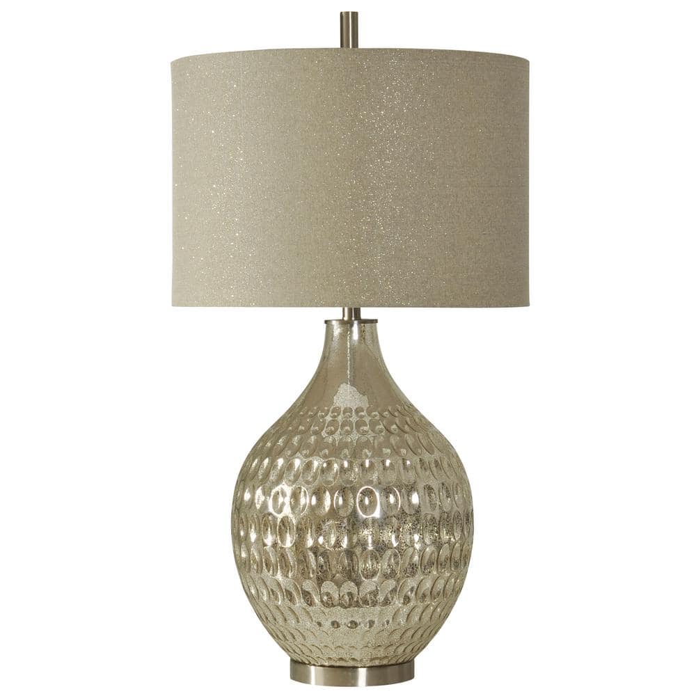 StyleCraft 35 in. Mercury Table Lamp with Sparkle Hardback Fabric Shade  L310475DS - The Home Depot