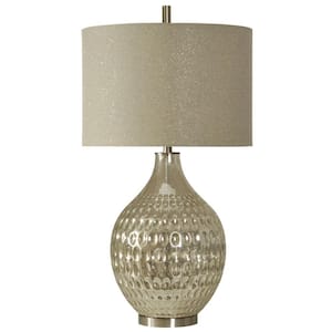 35 in. Mercury Table Lamp with Sparkle Hardback Fabric Shade