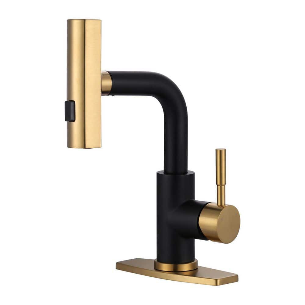 Single Handle Pull Down Faucet with 3-Modes Sprayer and Deckplate in Black and Gold price history on PriceWatchPro