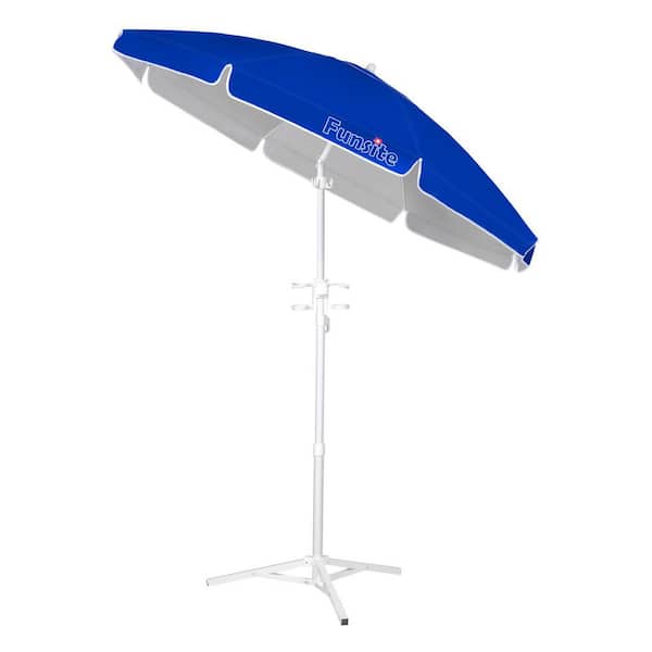 GARSING 6.5 ft. Steel Tilt Beach Umbrella in Blue with Carrying Bag