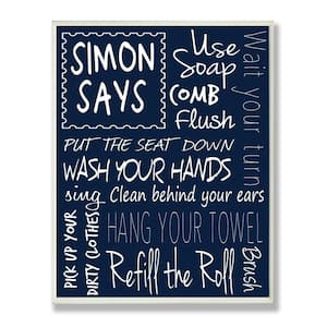 12.5 in. x 18.5 in. "Simon Says Bath Rules Chalkboard Bathroom" by Regina Nouvel Printed Wood Wall Art